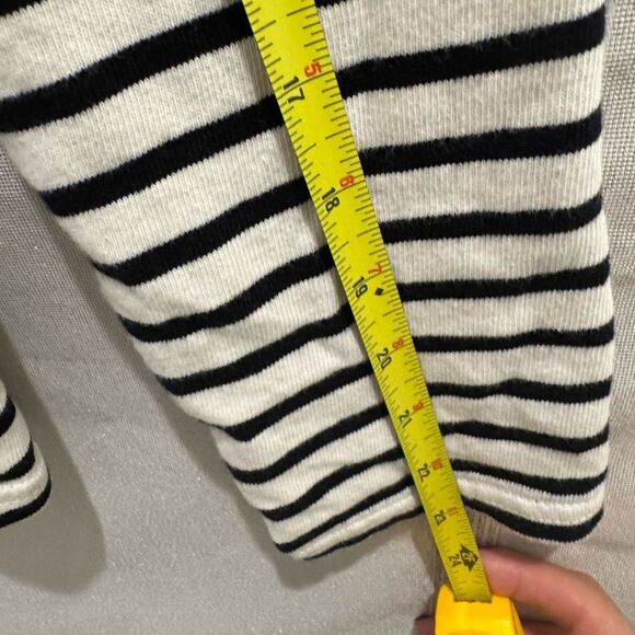 Zara Women’s Shirt Sweater Small Black White Long Sleeve Striped Crew Neck - Picture 7 of 7